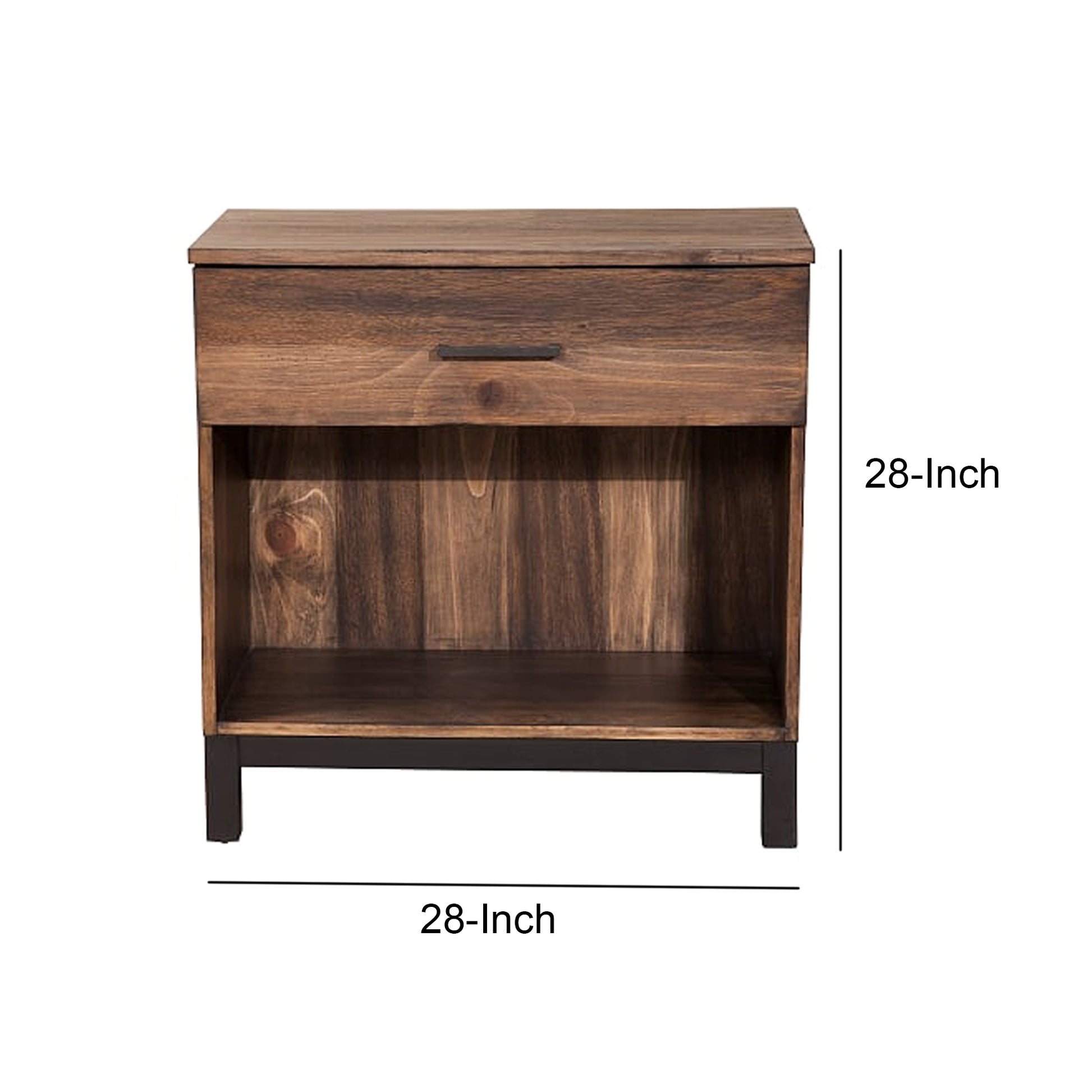 Two Tone Nightstand With 1 Drawer And 1 Open Compartment, Brown By Benzara | Nightstands |  Modishstore  - 4