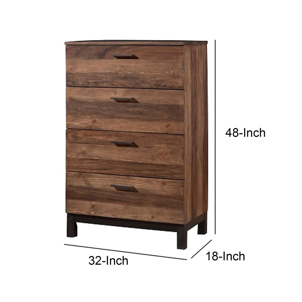 Transitional Style Wooden Chest With 4 Drawers, Large, Brown By Benzara | Drawers |  Modishstore  - 3