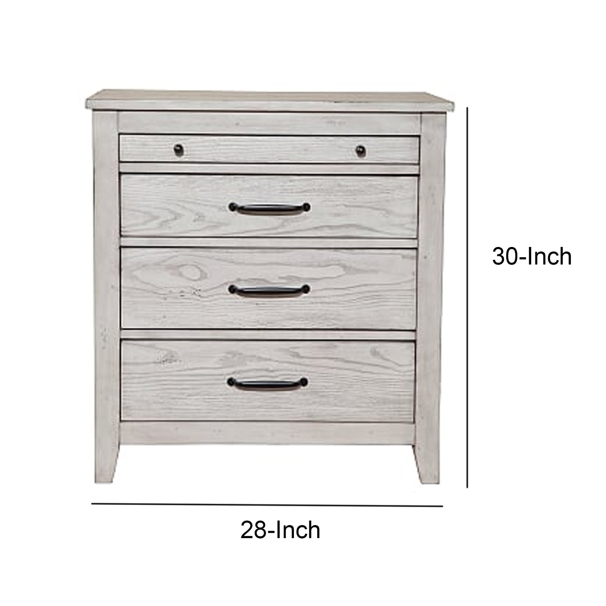 Transitional Style Three Drawer Nightstand With Pull Out Tray, Gray By Benzara | Nightstands | Modishstore - 2