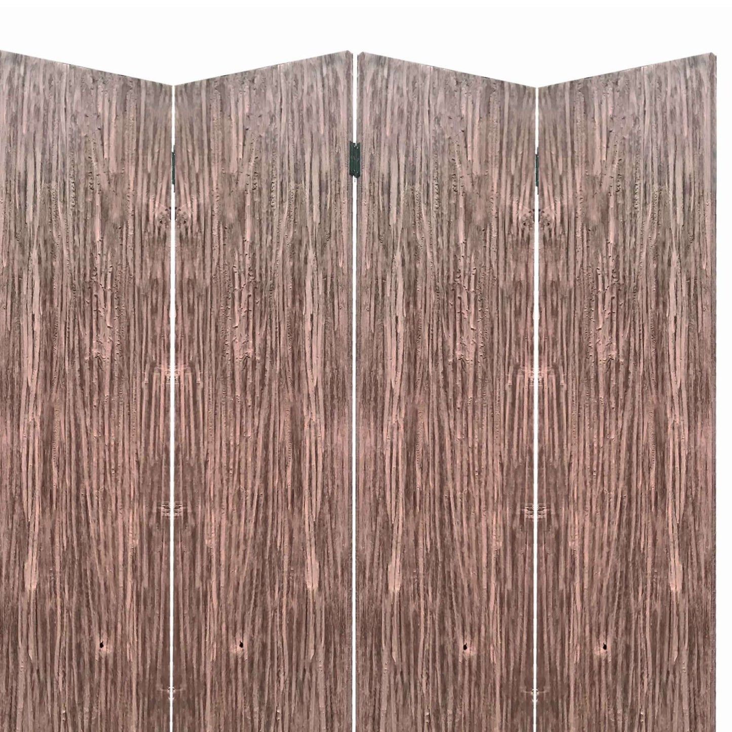 Textured And Bark Designed Wooden 4 Panel Room Divider , Natural Brown By Benzara | Room Divider |  Modishstore  - 5