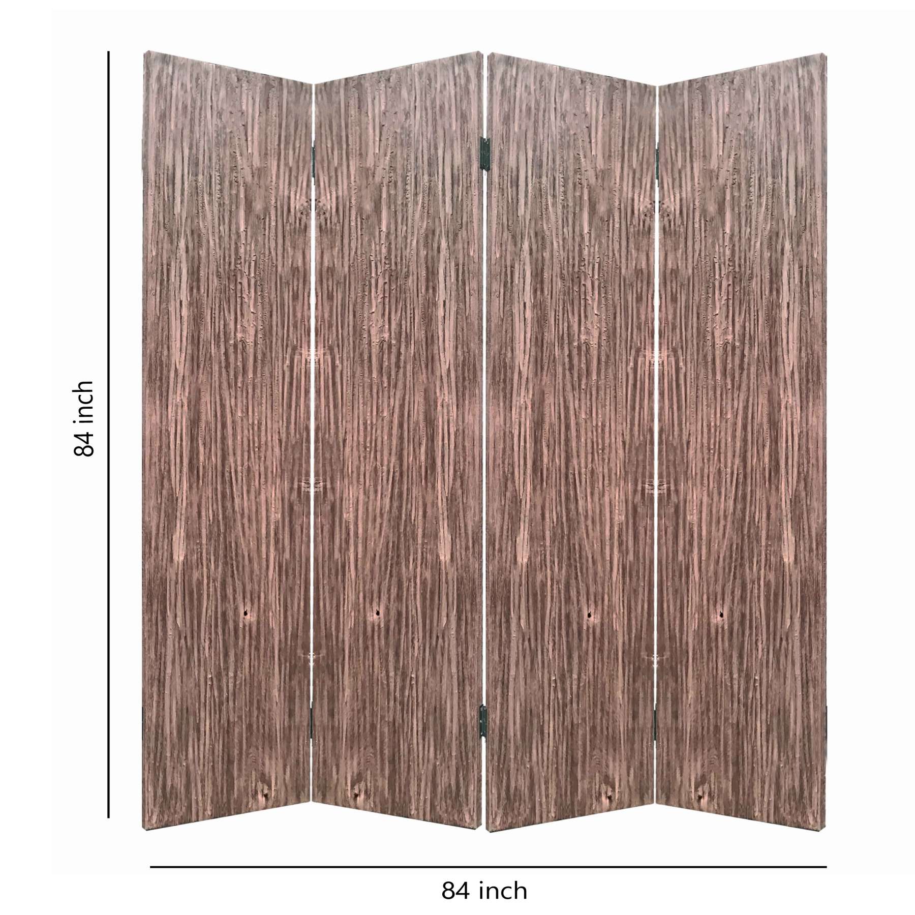 Textured And Bark Designed Wooden 4 Panel Room Divider , Natural Brown By Benzara | Room Divider |  Modishstore  - 2