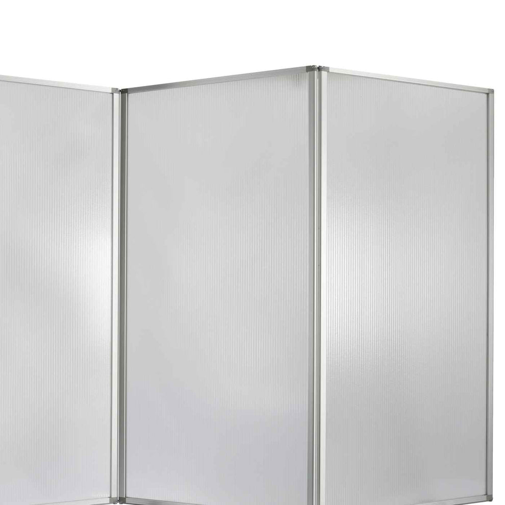 Accordion Style Plastic Inserts 3 Panel Room Divider With Casters, Gray By Benzara | Room Divider |  Modishstore  - 5