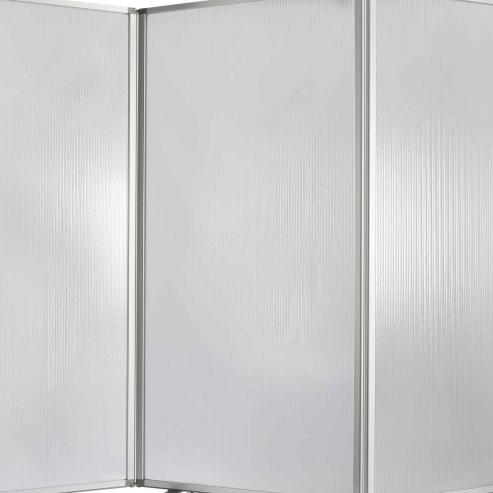 Accordion Style Plastic Inserts 3 Panel Room Divider With Casters, Gray By Benzara | Room Divider |  Modishstore  - 4