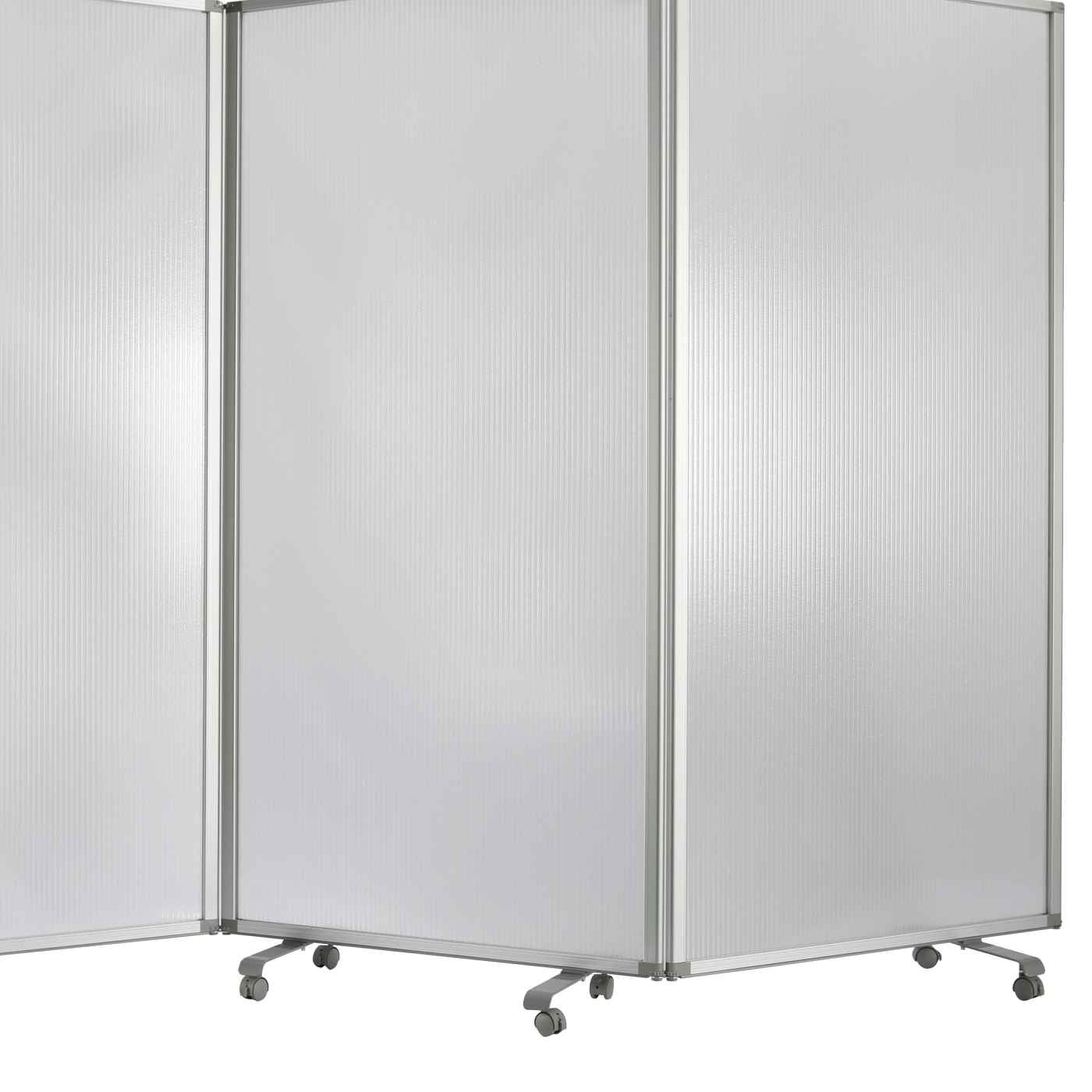 Accordion Style Plastic Inserts 3 Panel Room Divider With Casters, Gray By Benzara | Room Divider |  Modishstore  - 3