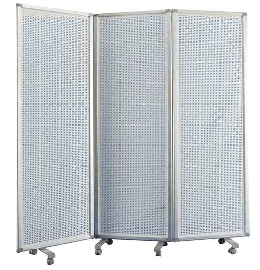 Accordion Style Metal 3 Panel Room Divider With Perforated Details, White By Benzara | Room Divider |  Modishstore 