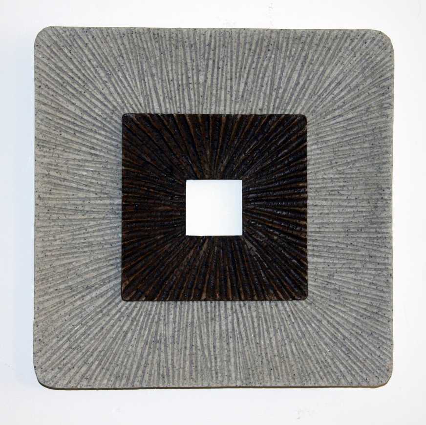 Square Shaped Wall Decor With Ribbed Details, Medium, Brown And Gray By Benzara | Wall Decor |  Modishstore 