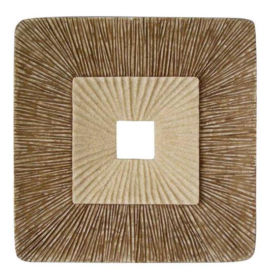Square Sandstone Wall Decor With Ribbed Details, Small, Brown And Beige By Benzara | Wall Decor |  Modishstore 