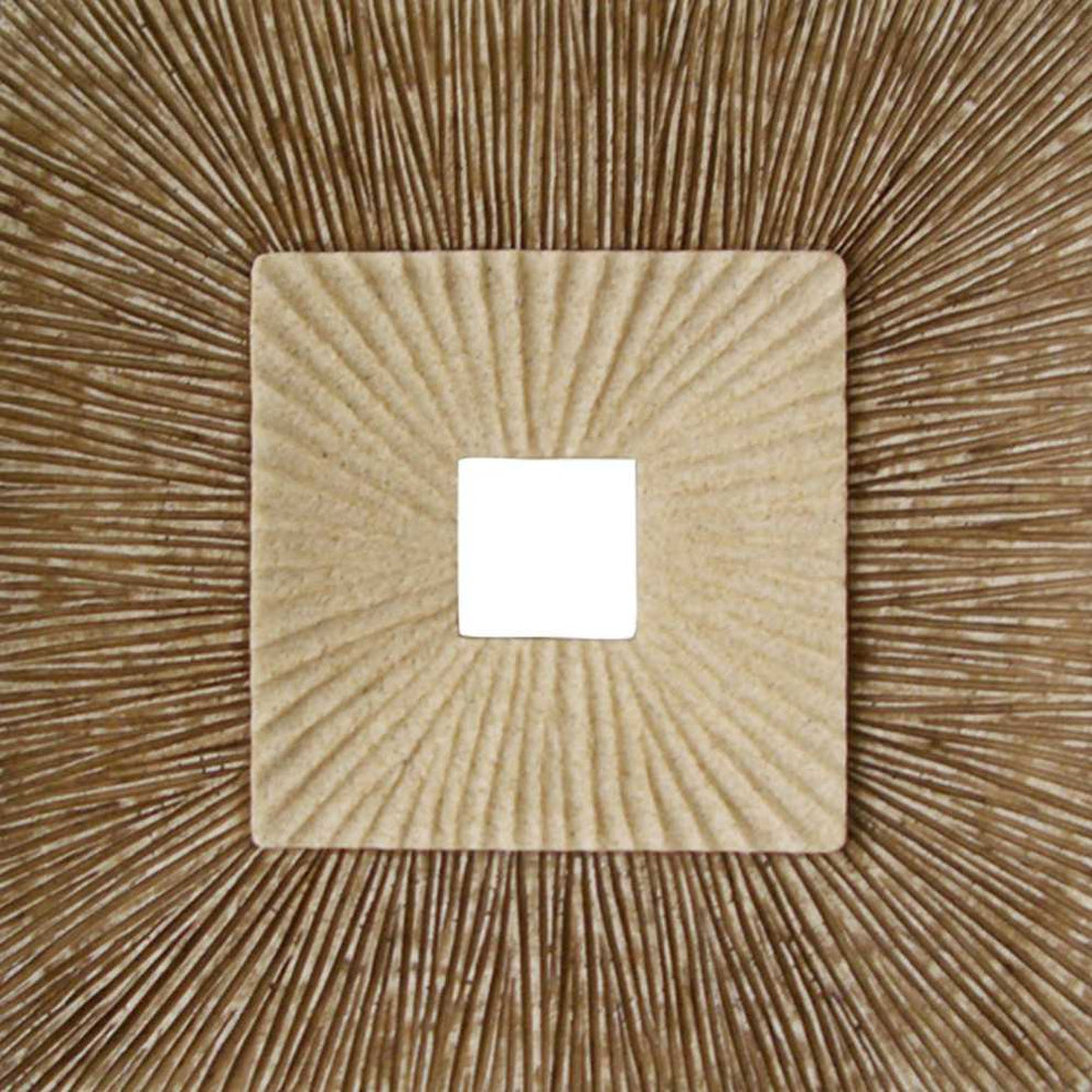 Square Sandstone Wall Decor With Ribbed Details, Small, Brown And Beige By Benzara | Wall Decor |  Modishstore  - 4