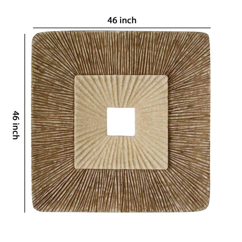 Square Sandstone Wall Decor With Ribbed Details, Small, Brown And Beige By Benzara | Wall Decor |  Modishstore  - 2