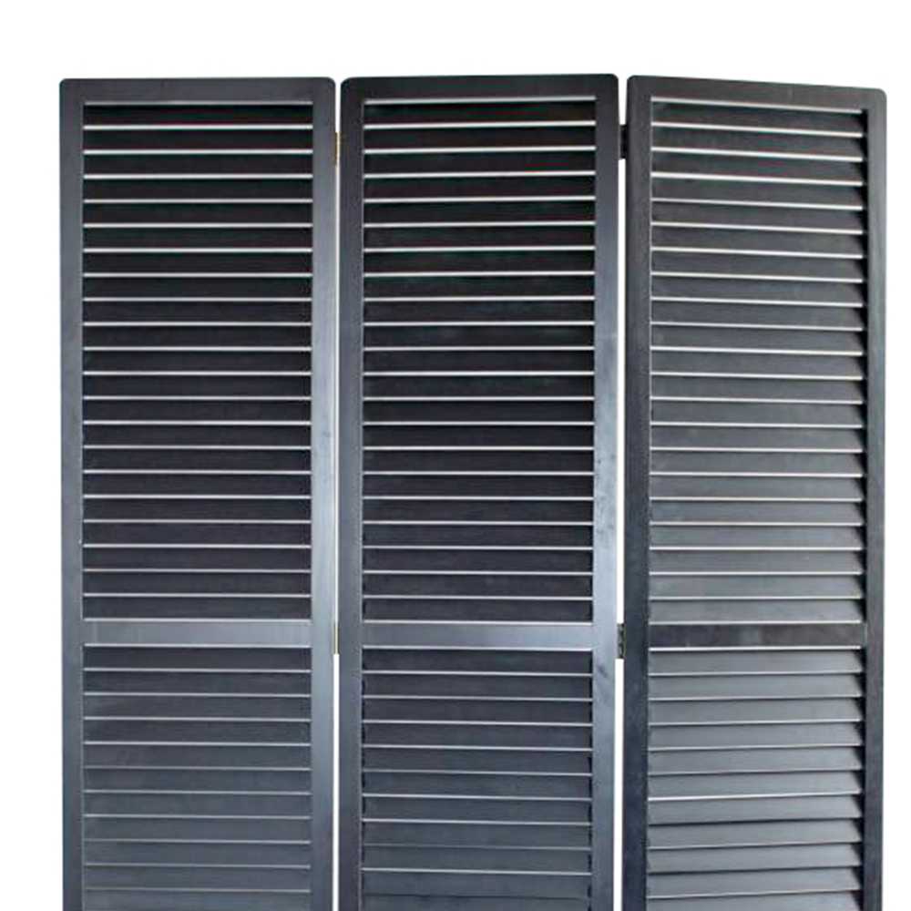 Transitional Wooden Screen With 3 Panels And Shutter Design, Black By Benzara | Room Divider |  Modishstore  - 5