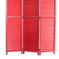 Transitional Wooden Screen With 3 Panels And Shutter Design, Red By Benzara | Room Divider |  Modishstore  - 4