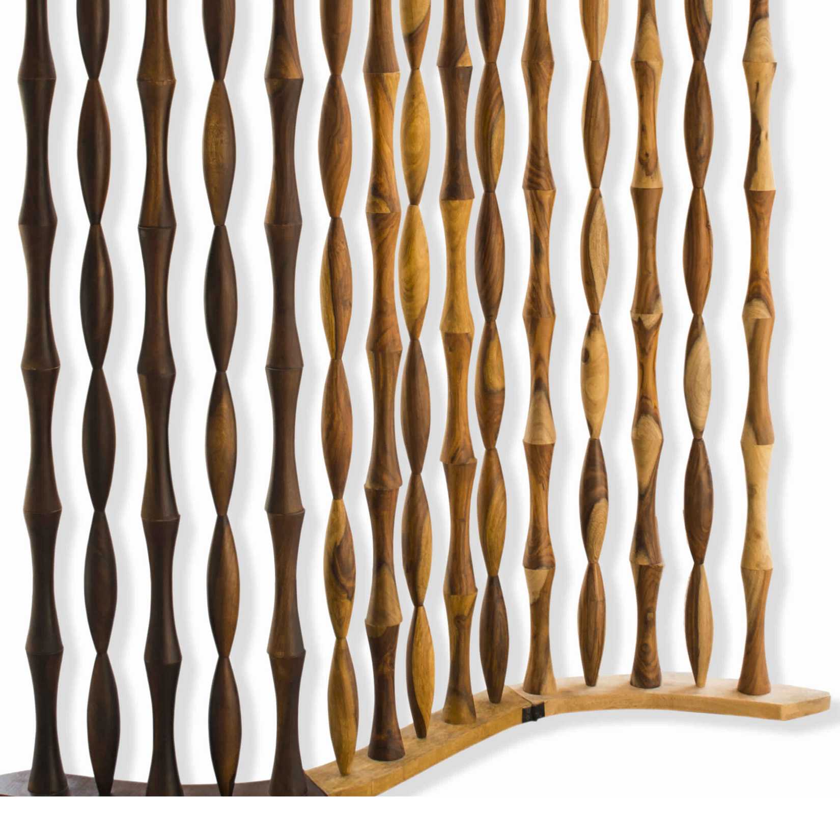 Contemporary 3 Panel Wooden Screen With Arched Pillar Design, Brown By Benzara | Room Divider |  Modishstore  - 5