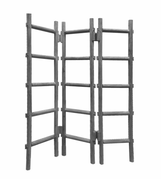 Contemporary 3 Panel Wooden Screen With Ladder Design, Gray By Benzara | Room Divider |  Modishstore 