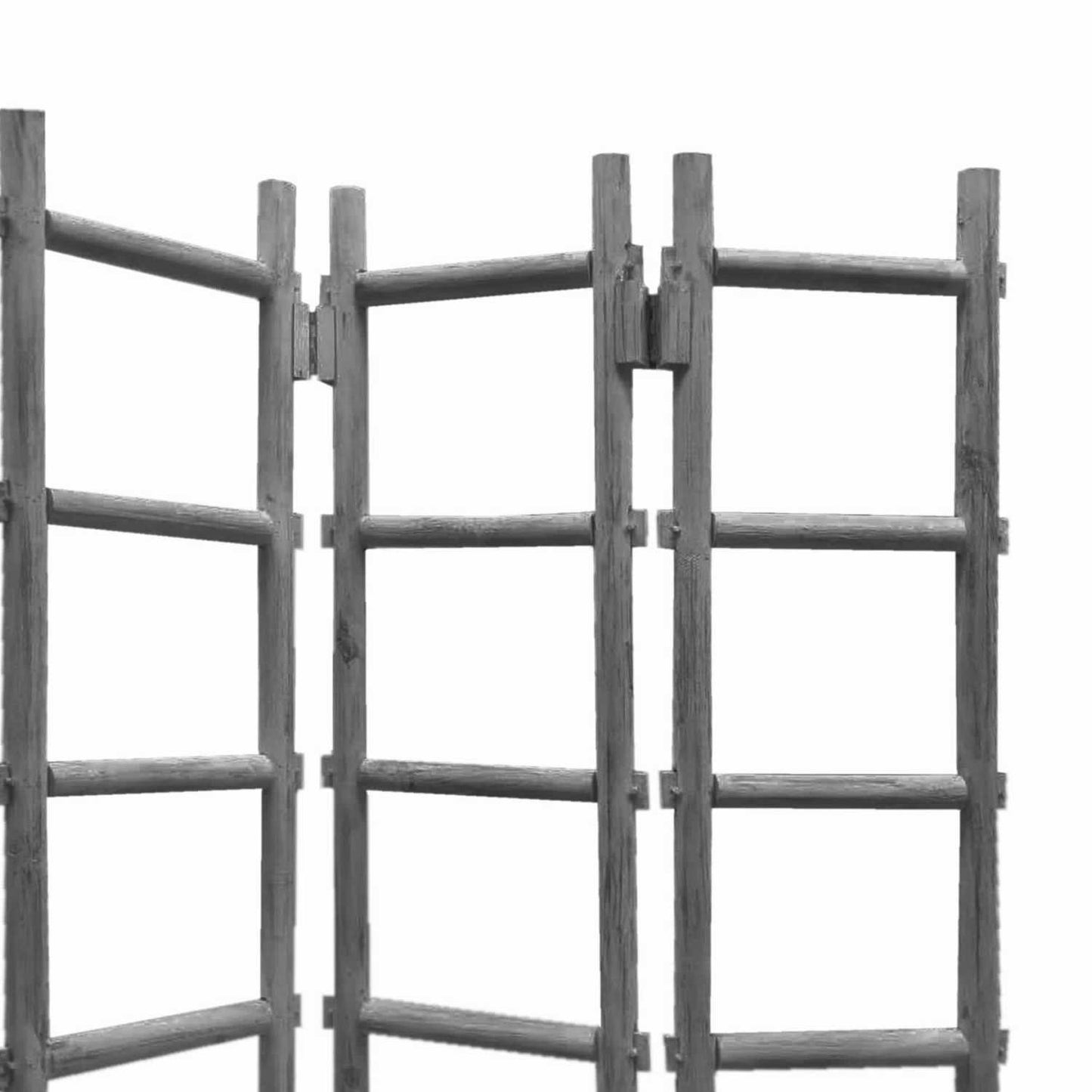 Contemporary 3 Panel Wooden Screen With Ladder Design, Gray By Benzara | Room Divider |  Modishstore  - 2
