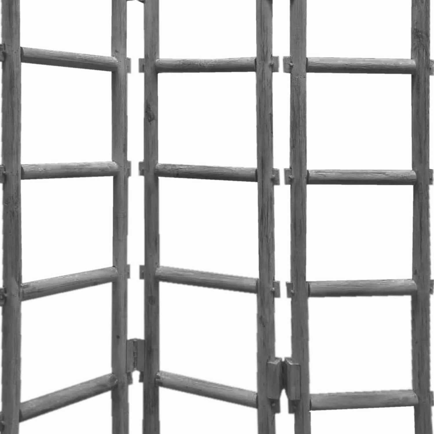 Contemporary 3 Panel Wooden Screen With Ladder Design, Gray By Benzara | Room Divider |  Modishstore  - 5