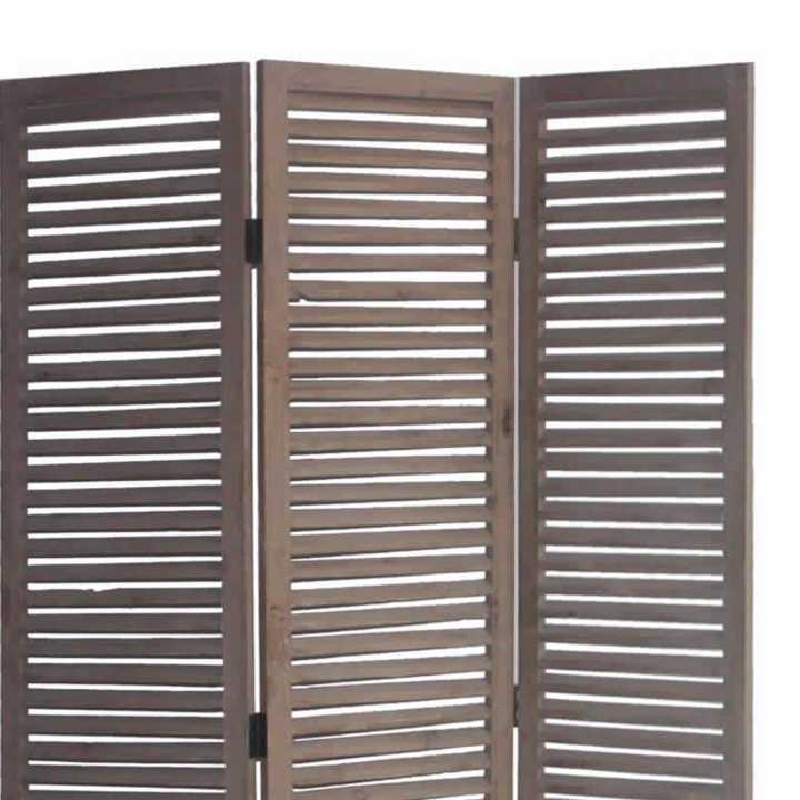 Minimal Wooden Screen With 3 Panels And Shutter Design, Brown By Benzara | Room Divider |  Modishstore  - 2