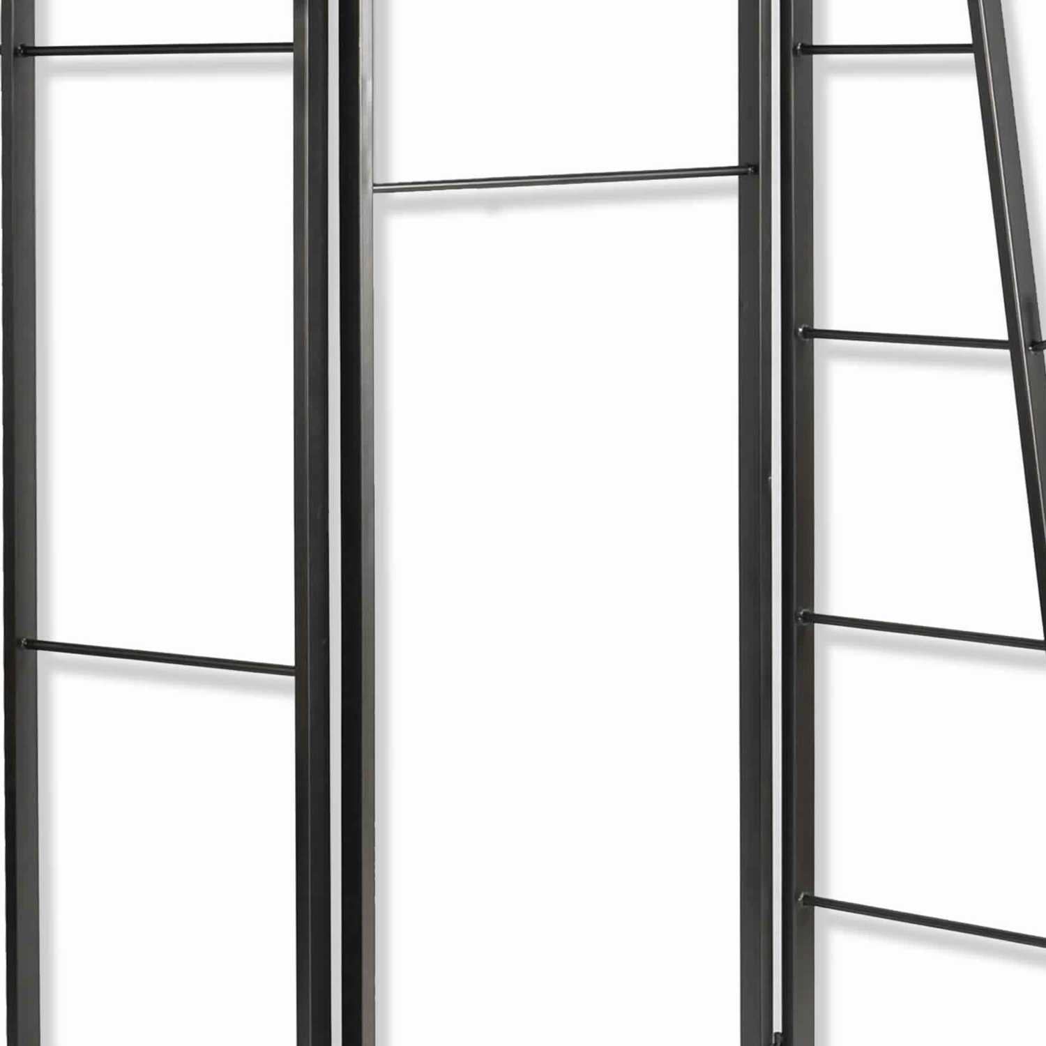 Modern Style 3 Panel Metal Screen With Hooks And Rod Hangings, Black By Benzara | Room Divider |  Modishstore  - 3