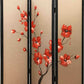 3 Panel Wooden Screen With Hand Painted Fabric Design, Red And Brown By Benzara | Room Divider |  Modishstore  - 5
