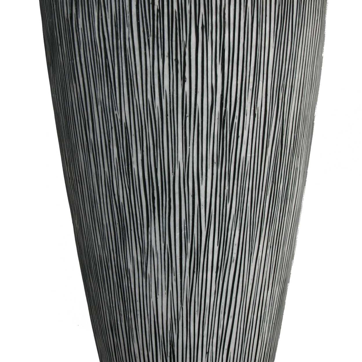 Hand Made Conical Ribbed Flower Vase Sandstone Planter, White By Benzara | Vases |  Modishstore  - 4