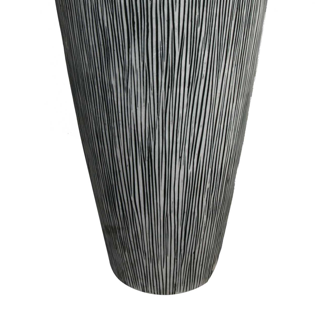 Hand Made Conical Ribbed Flower Vase Sandstone Planter, White By Benzara | Vases |  Modishstore  - 3