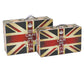 Suitcase With Union Jack Print Canvas Upholstery, Multicolor, Set Of 2 By Benzara | Decorative Boxes |  Modishstore 