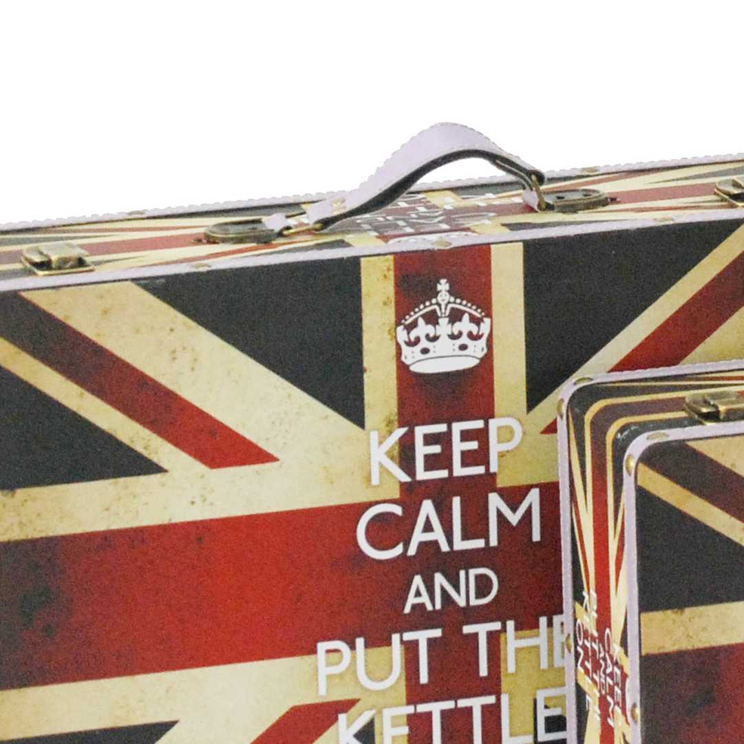 Suitcase With Union Jack Print Canvas Upholstery, Multicolor, Set Of 2 By Benzara | Decorative Boxes |  Modishstore  - 5
