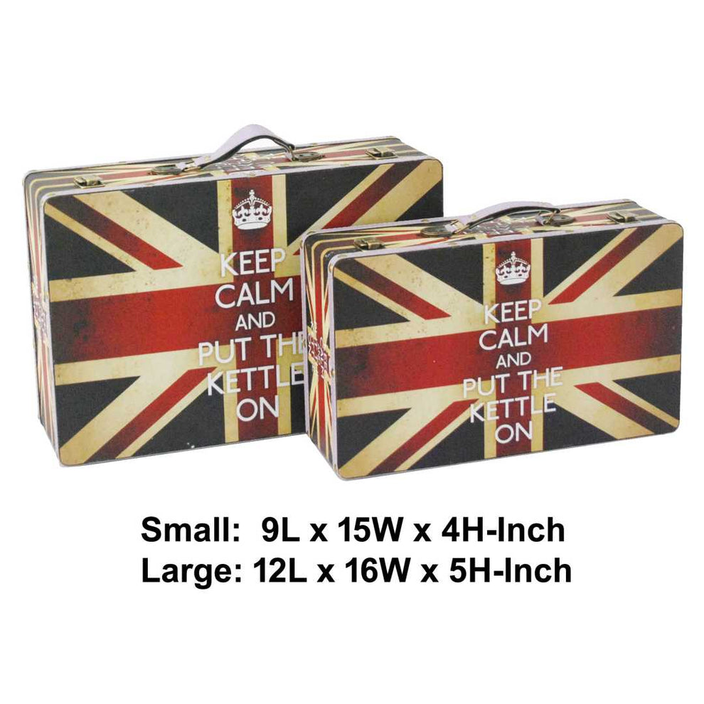 Suitcase With Union Jack Print Canvas Upholstery, Multicolor, Set Of 2 By Benzara | Decorative Boxes |  Modishstore  - 2