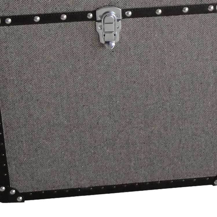 Fabric Upholstered Square Trunk With Nailhead Details, Gray, Set Of 2 By Benzara | Decorative Boxes |  Modishstore  - 3