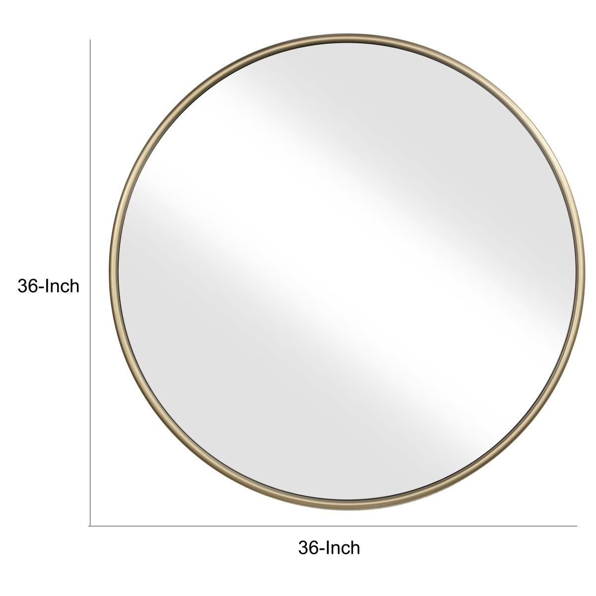 Contemporary Style Round Metal Framed Wall Mirror, Large, Gold And Silver By Benzara | Mirrors |  Modishstore  - 2