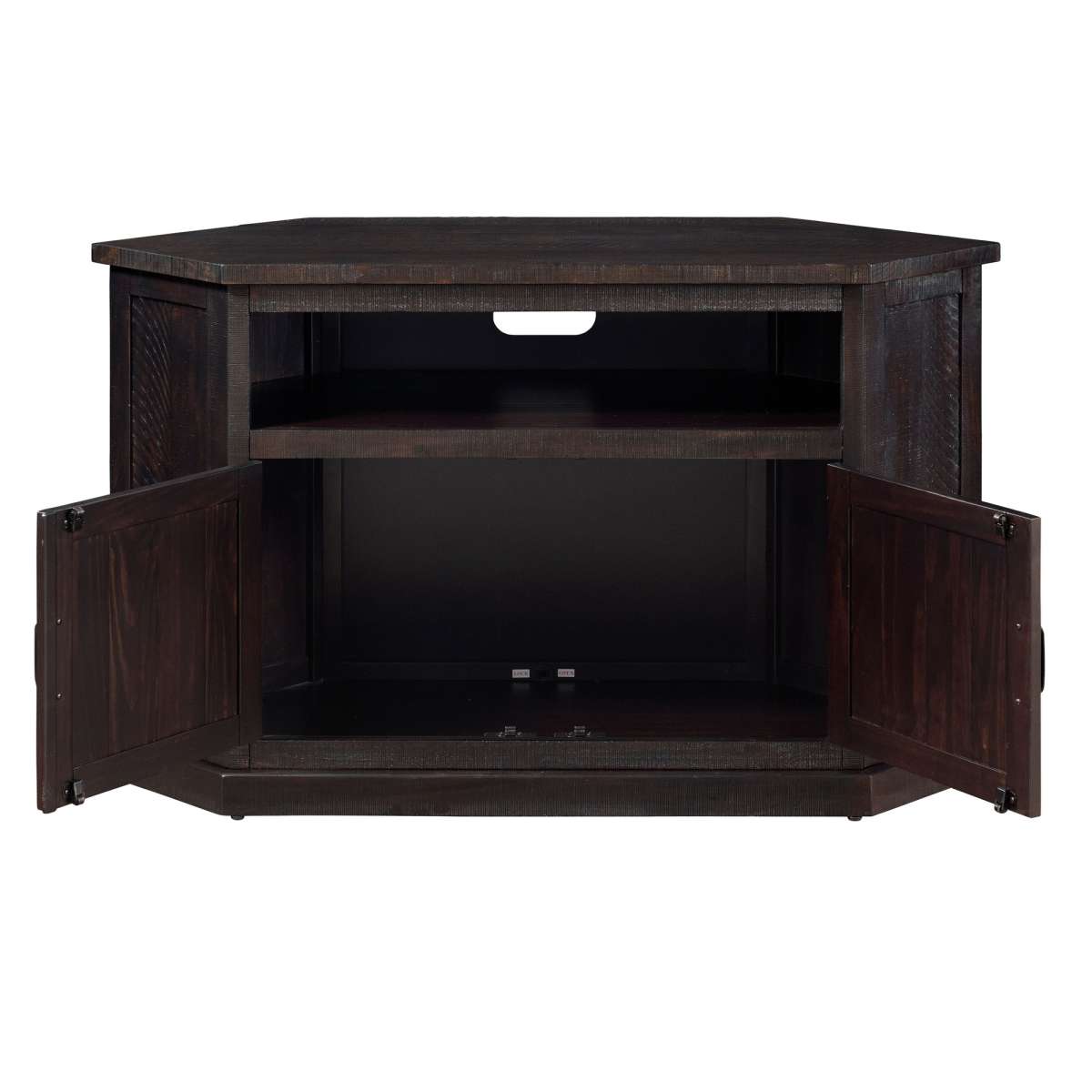 Rustic Wooden Corner Tv Stand With 2 Door Cabinet, Espresso Brown By Benzara | TV Stands |  Modishstore  - 2