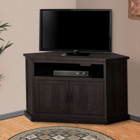 Rustic Wooden Corner Tv Stand With 2 Door Cabinet, Espresso Brown By Benzara | TV Stands |  Modishstore 