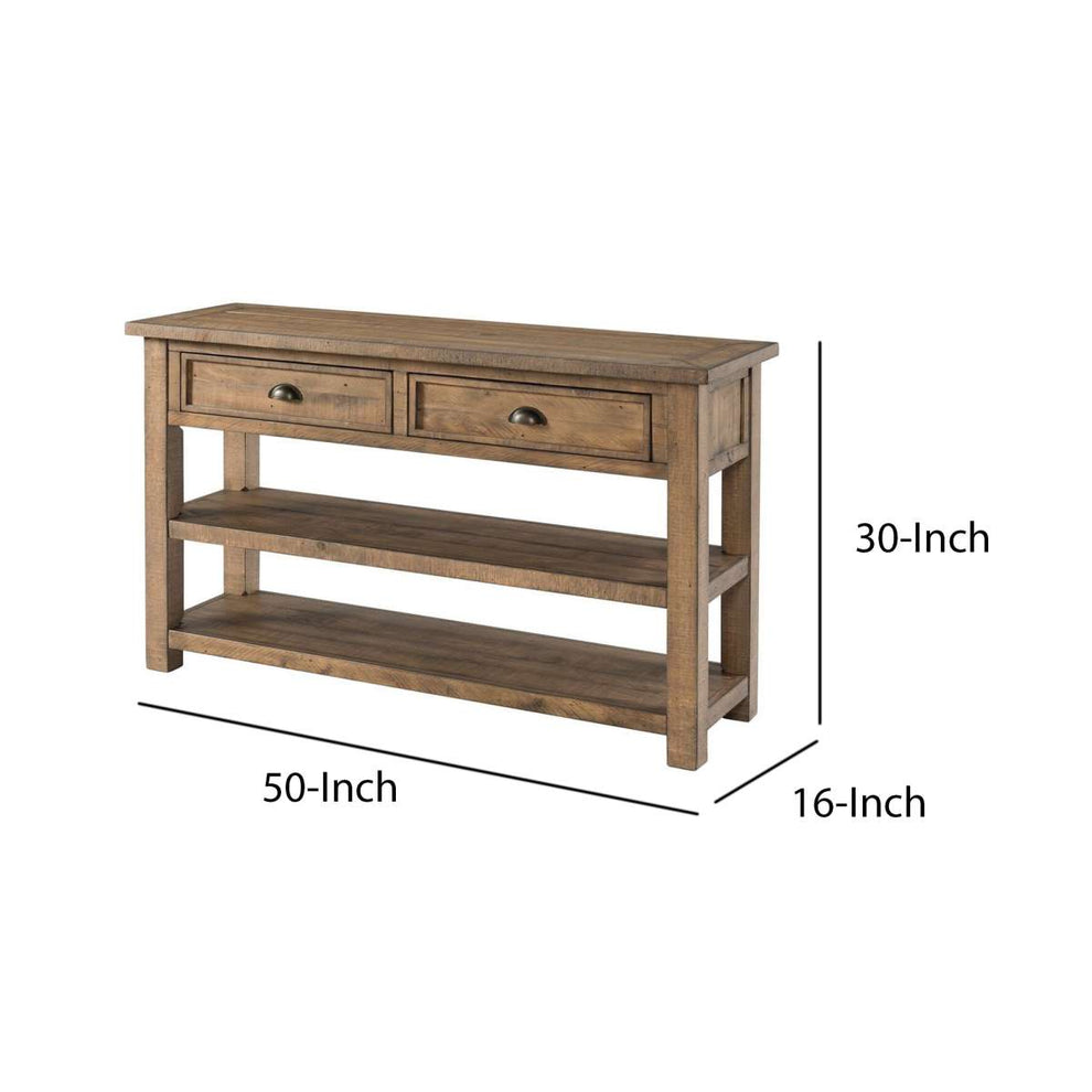 Coastal Style Rectangular Wooden Console Table With 2 Drawers, Brown By Benzara | Console Tables |  Modishstore  - 4