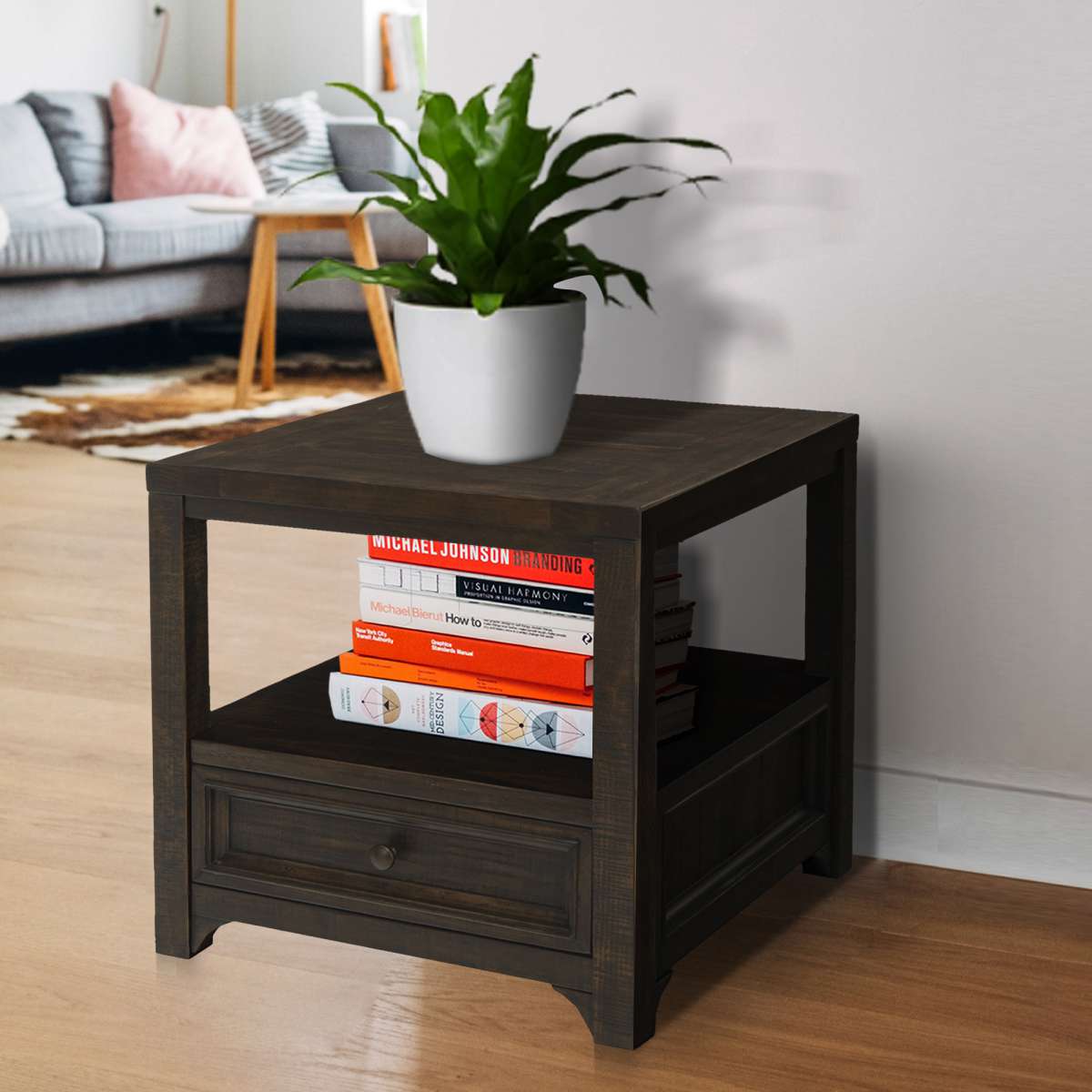 Rectangular Wooden End Table With 1 Drawer And 1 Open Shelf, Brown By Benzara | Side Tables |  Modishstore 
