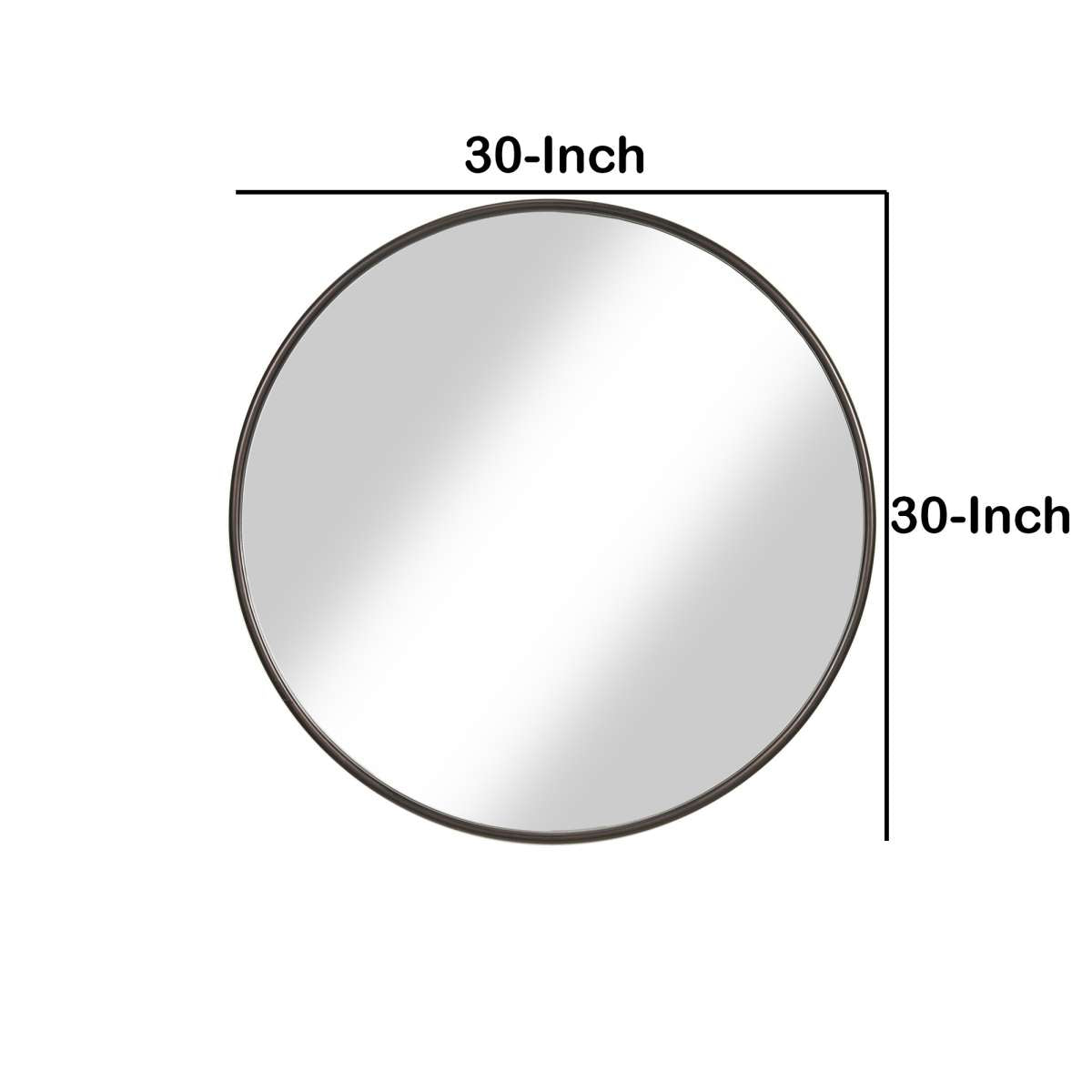 Contemporary Round Metal Framed Wall Mirror, Small, Bronze And Silver By Benzara | Mirrors |  Modishstore 