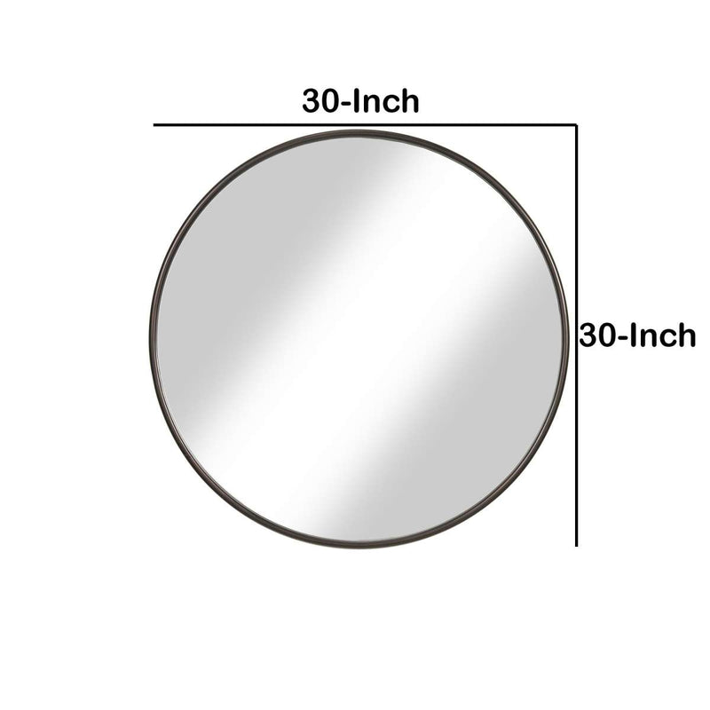 Contemporary Round Metal Framed Wall Mirror, Small, Bronze And Silver By Benzara | Mirrors |  Modishstore 