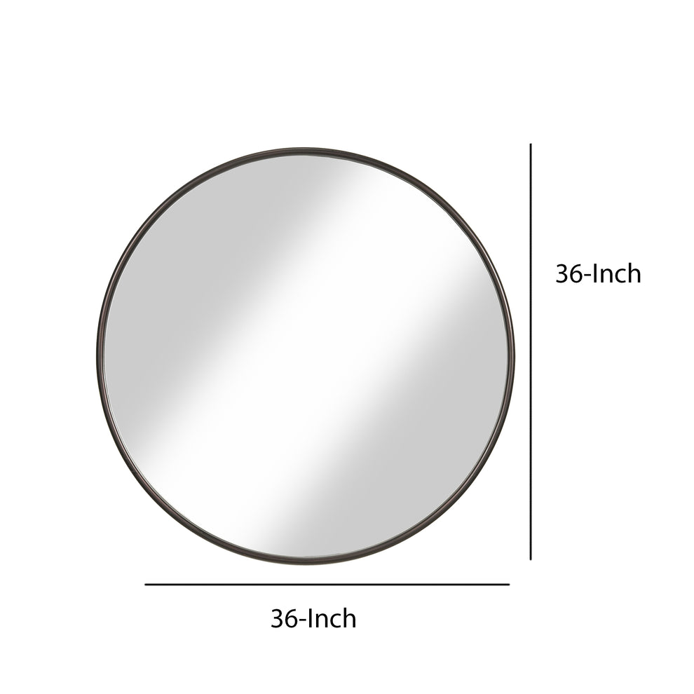 Contemporary Round Metal Framed Wall Mirror, Large, Bronze And Silver By Benzara | Mirrors |  Modishstore  - 2