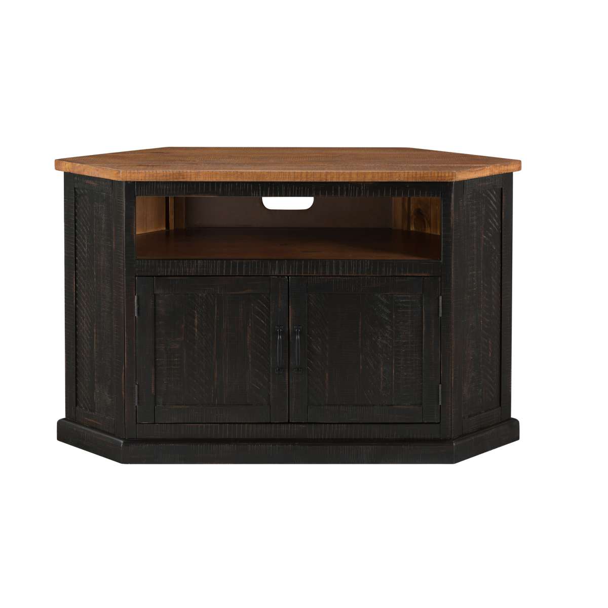 Rustic Style Wooden Corner Tv Stand With 2 Door Cabinet, Brown By Benzara | TV Stands |  Modishstore  - 6