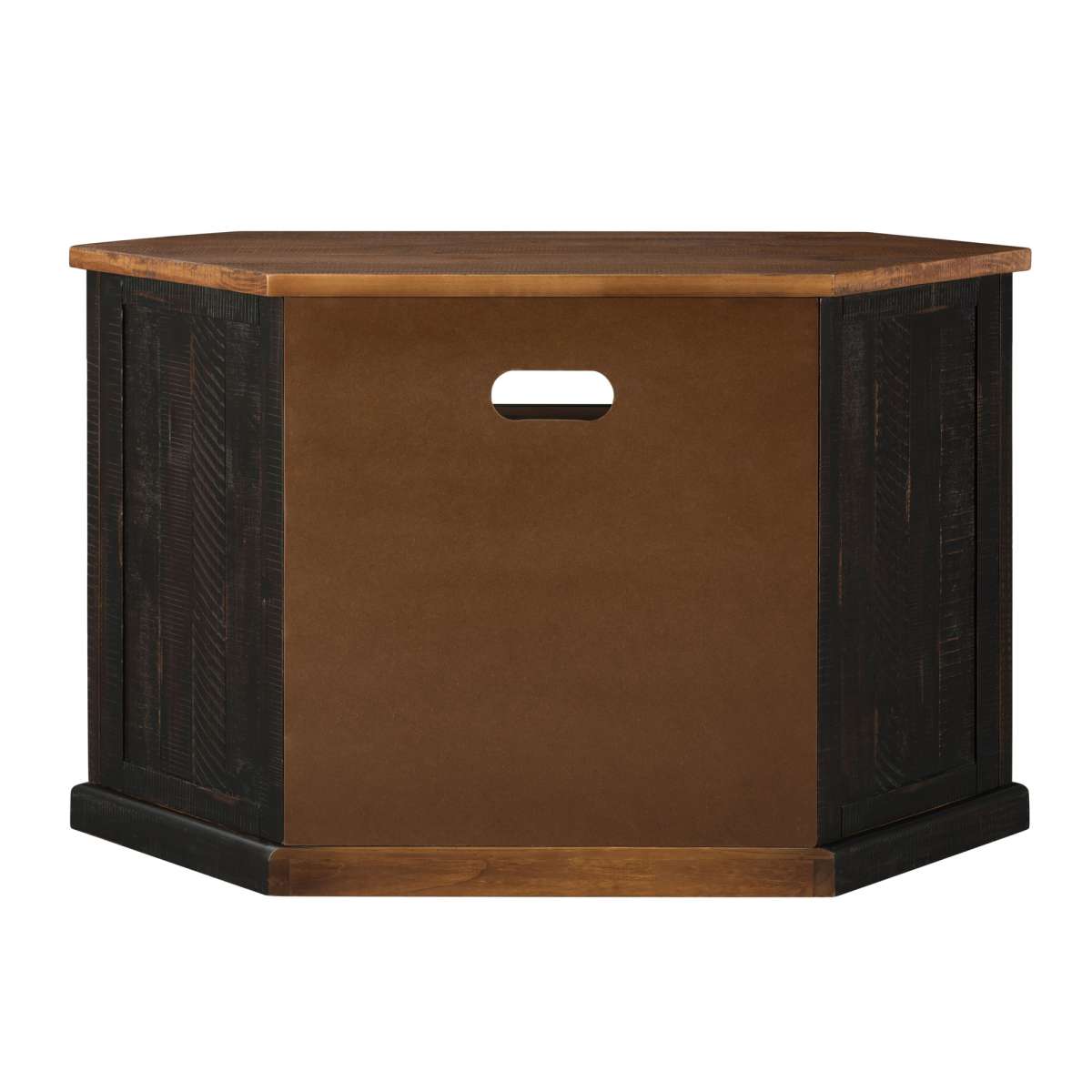 Rustic Style Wooden Corner Tv Stand With 2 Door Cabinet, Brown By Benzara | TV Stands |  Modishstore  - 3