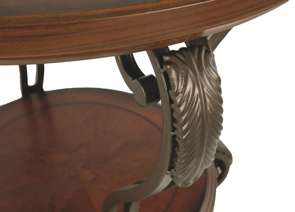 Round End Table With A Bottom Shelf And Designed Curvy Legs, Brown By Benzara | End Tables | Modishstore - 3