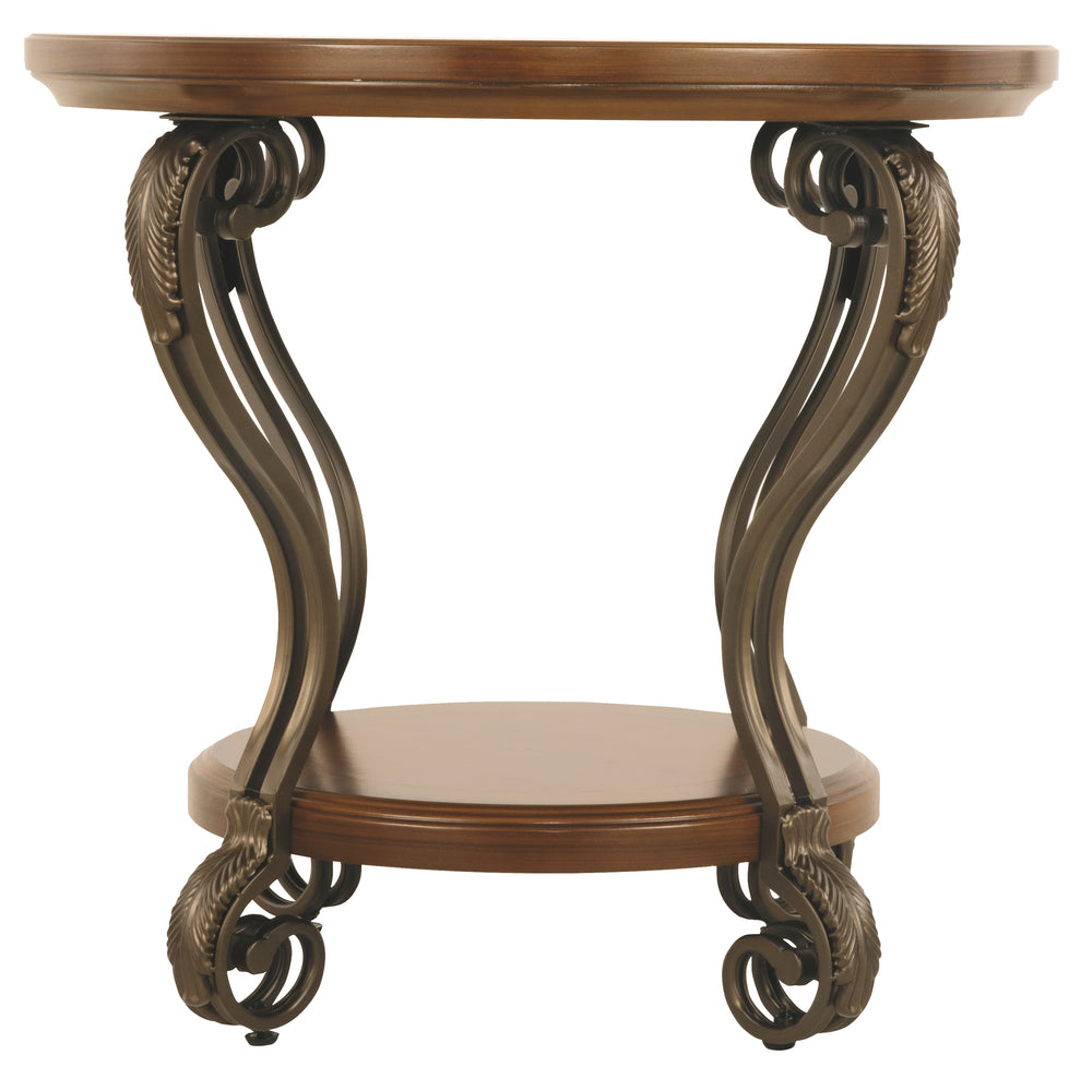 Round End Table With A Bottom Shelf And Designed Curvy Legs, Brown By Benzara | End Tables | Modishstore - 4
