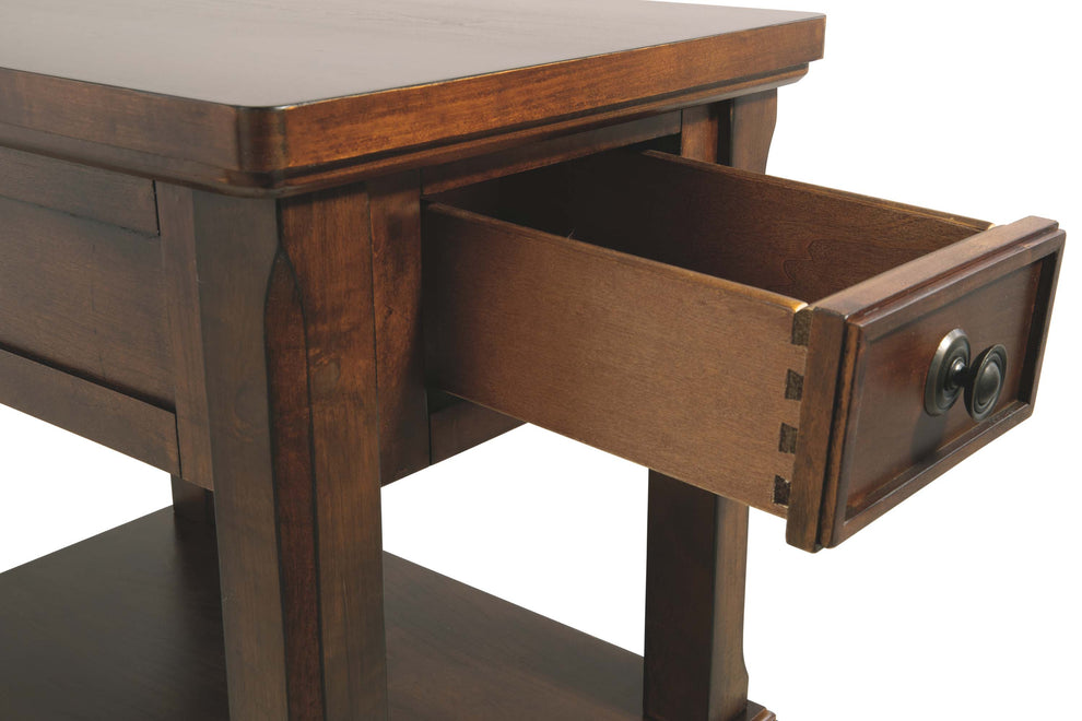 Chair Side End Table With 1 Drawer And Fixed Base Shelf, Brown By Benzara | End Tables | Modishstore - 4