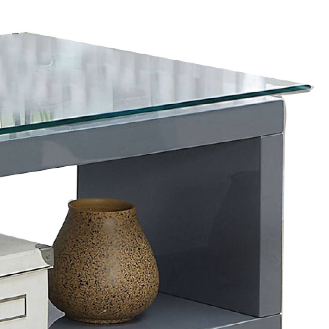 Movable Glass Top Computer Desk With X Shaped Side Panel, Gray And Clear By Benzara | Desks |  Modishstore  - 3
