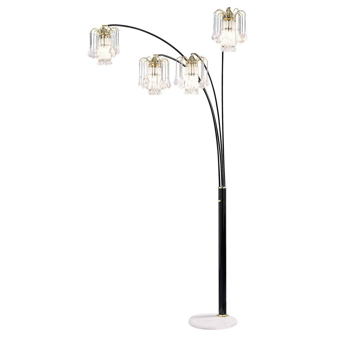 Modern Metal Arch Lamp With 4 Lights And Marble Base, Gold And Black By Benzara | Floor Lamps |  Modishstore 