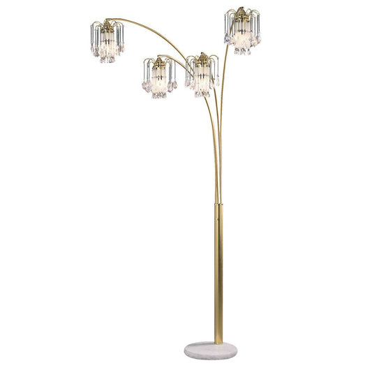 Modern Metal Arch Lamp With 4 Lights And Marble Base, Gold By Benzara | Floor Lamps |  Modishstore 