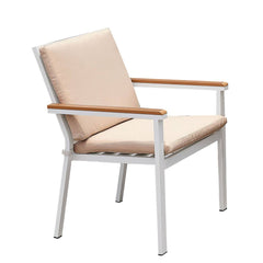 Aluminum Frame Arm Chair With Removable Seating, Set Of 2, White And Brown By Benzara