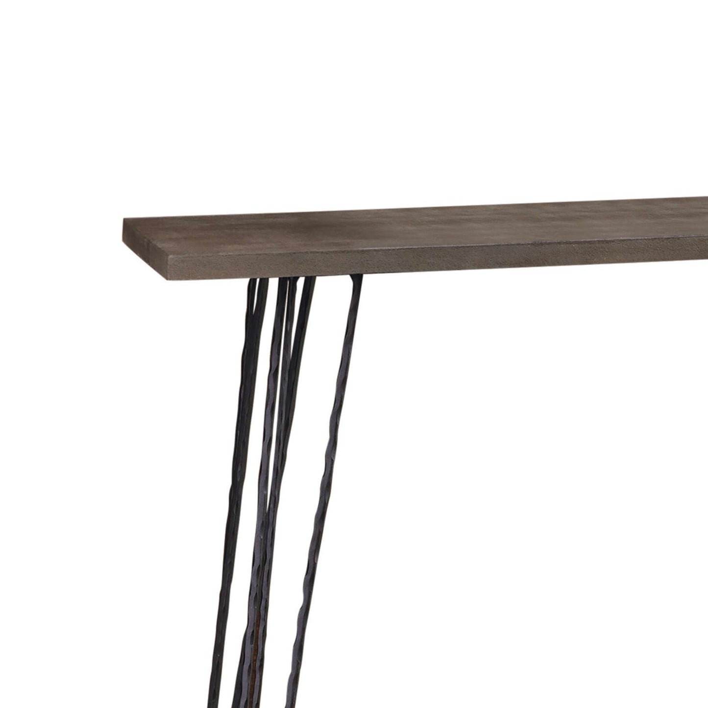 Wooden Console Table With Metal Hairpin Legs, Gray And Black By Benzara | Console Tables |  Modishstore  - 5