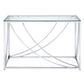 Glass Top Rectangular Sofa Table With Swooping  Curves, Clear And Silver By Benzara | Console Tables |  Modishstore  - 4