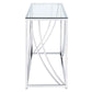 Glass Top Rectangular Sofa Table With Swooping  Curves, Clear And Silver By Benzara | Console Tables |  Modishstore  - 3