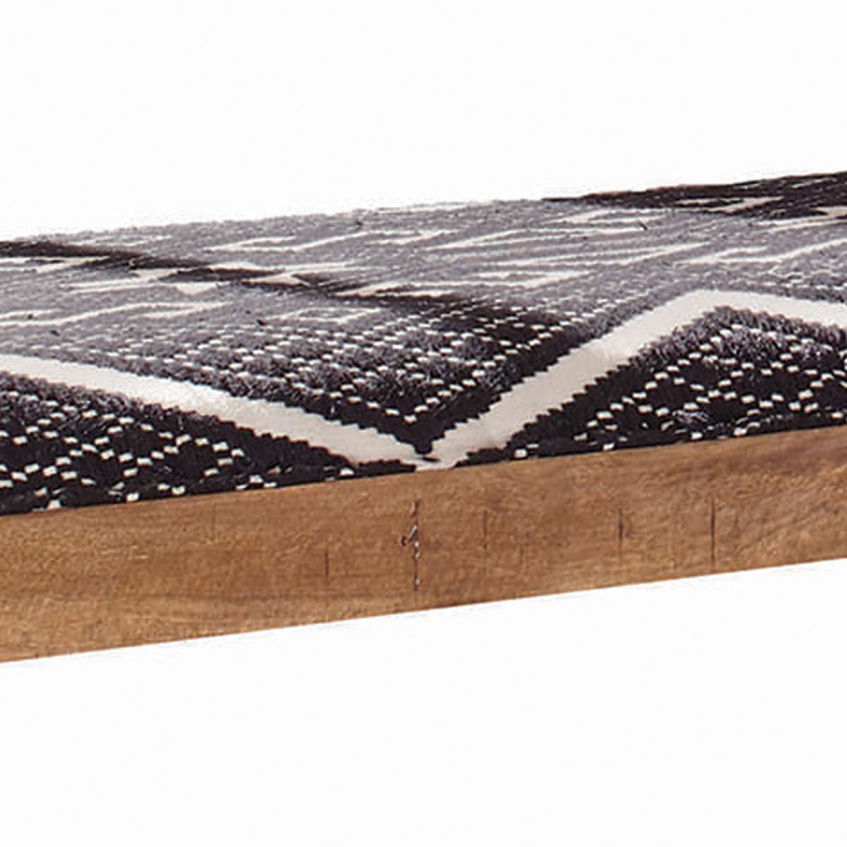 Fabric Upholstered Wooden Bench With Tapered Legs, Brown And Blue By Benzara | Benches |  Modishstore  - 3