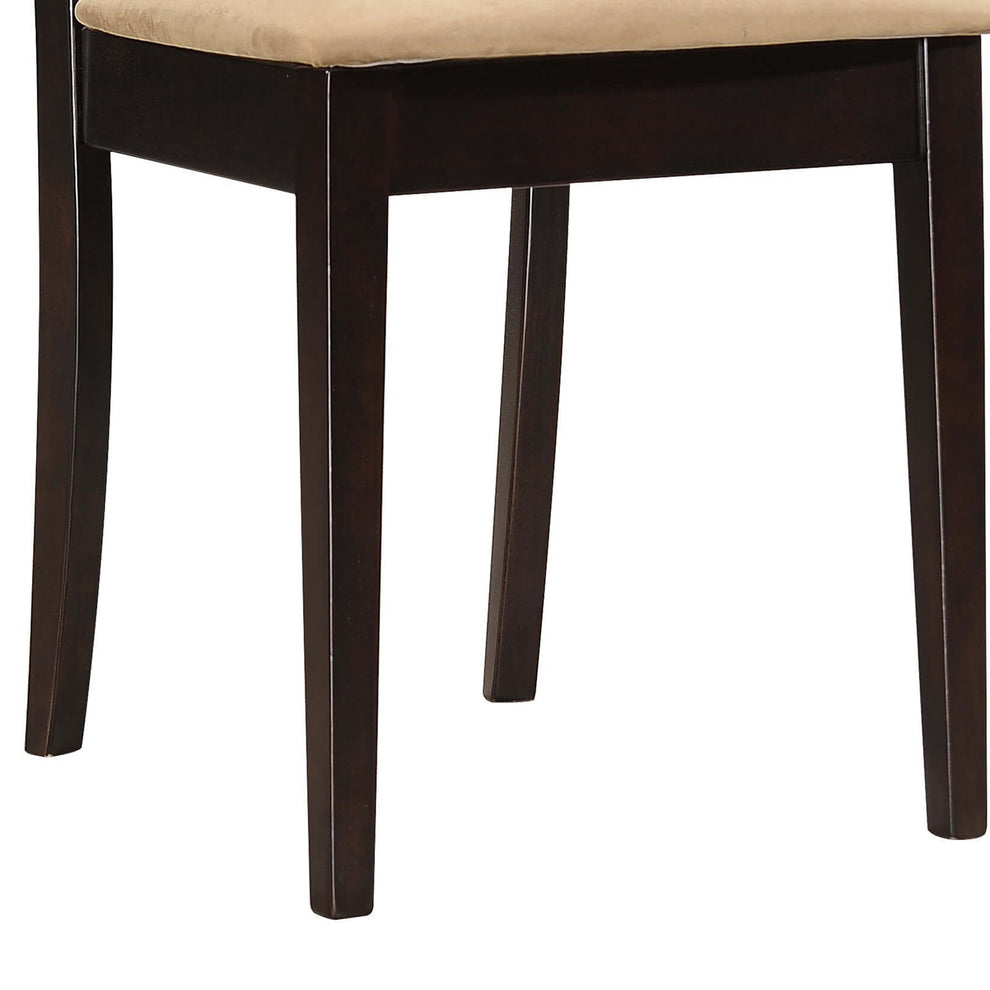 Geometric Wooden Dining Chair With Padded Seat, Set Of 2, Brown And Beige By Benzara | Dining Chairs | Modishstore - 4